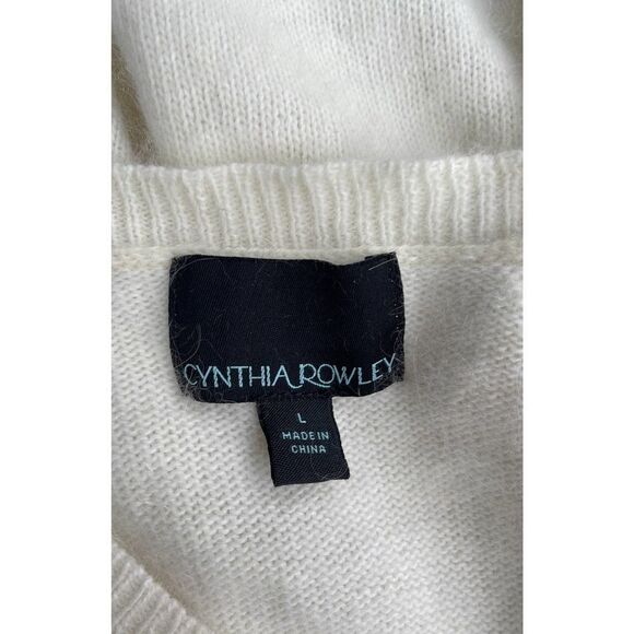 Cynthia Rowley Sweater womens sz large white pullover quarter sleeve rabbit hair - Picture 5 of 11